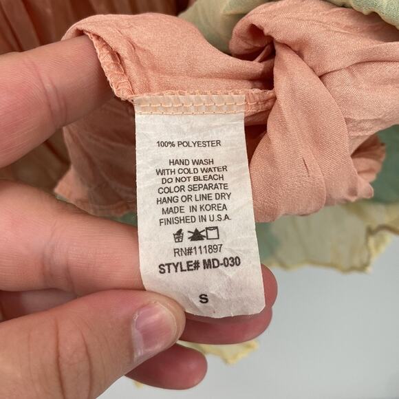 213 layered crinkle pink blue mini dress - Picture 5 of 6